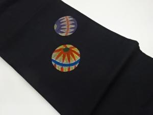 伝統工芸士渡辺孝一作　手織り紬すくい織鞠模様織出し名古屋帯
